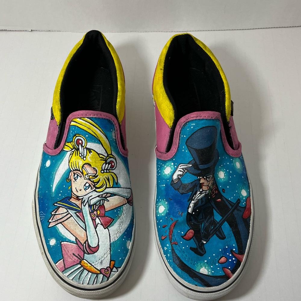 Vans Classic slip on painted Sailor Moon size 9
